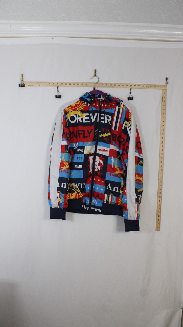 Born Fly Men L Stay Fly Forever Nylon Windbreaker Jacket Multicolor Hooded
